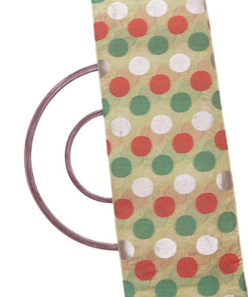 green big polka pattern chanderi silk fabric